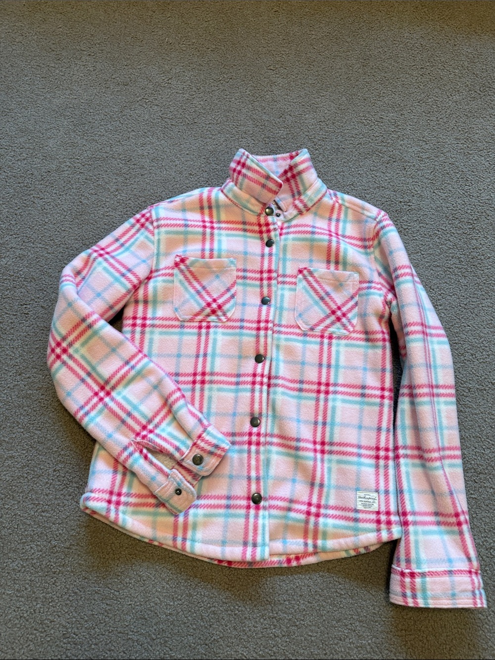 Weatherproof Girls Pink Plaid Fleece Snap-Front Shirt Jacket